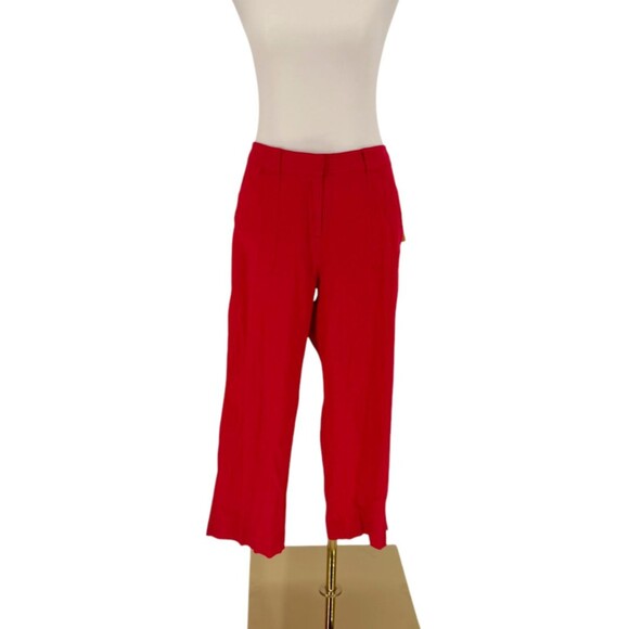 Pendleton Women’s 16P PETITE Linen Fiesta Red High Rise Wide Leg Crop Pants READ - Picture 2 of 16